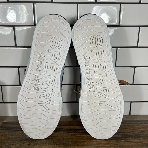 Sperry Pier View Womens Size 9 Shoes Blue Canvas White Stars Slip On Sneaker - Picture 7 of 12